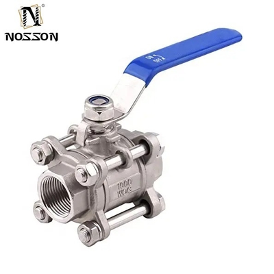 Válvula de bola de acero inoxidable 2 3 4 pulgadas NPT Thread Female 3 piezas de puerto completo Manual de operación ISO9001 Certificado no estándar