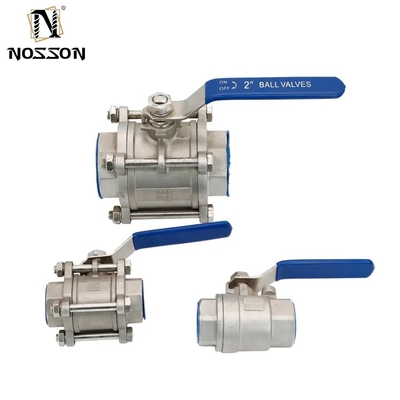 Válvula de bola de acero inoxidable 2 3 4 pulgadas NPT Thread Female 3 piezas de puerto completo Manual de operación ISO9001 Certificado no estándar