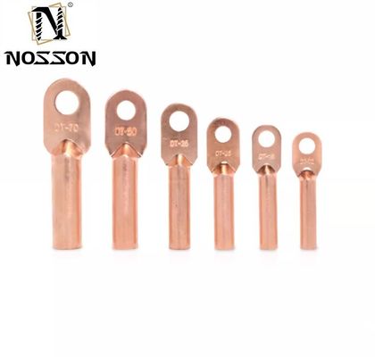 Recolección de cables Automotriz 600v a 35 KV AWG Batería Tubular Cable Lug con punta de campana / anillo de cobre púrpura Terminal Lug recubierto de estaño