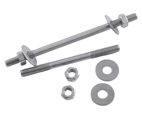 Cerrojo de doble cabeza Dos tuercas Dos lavadoras planas y doble extremo de hilo Zinc acabado 304 acero inoxidable Conjunto de tornillo perforador de pared