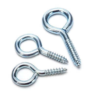DIN estándar tornillos abiertos de acero carbono zinc galvanizado de ojo de pez gancho de tornillo con sistema de medición métrica