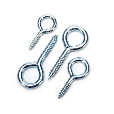 DIN estándar tornillos abiertos de acero carbono zinc galvanizado de ojo de pez gancho de tornillo con sistema de medición métrica