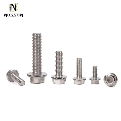 DIN estándar 304 de acero inoxidable para el deslizamiento de los dientes de la brida de tornillo con lavadora hexagonal externa para el tornillo de la brida de acabado plano