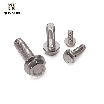 DIN estándar 304 de acero inoxidable para el deslizamiento de los dientes de la brida de tornillo con lavadora hexagonal externa para el tornillo de la brida de acabado plano