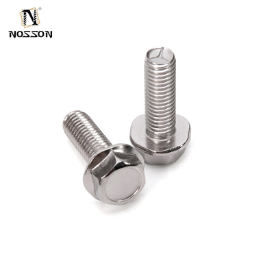 DIN estándar 304 de acero inoxidable para el deslizamiento de los dientes de la brida de tornillo con lavadora hexagonal externa para el tornillo de la brida de acabado plano