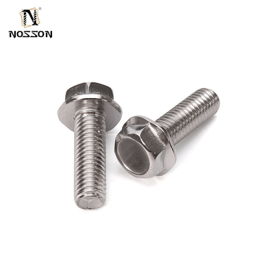 DIN estándar 304 de acero inoxidable para el deslizamiento de los dientes de la brida de tornillo con lavadora hexagonal externa para el tornillo de la brida de acabado plano