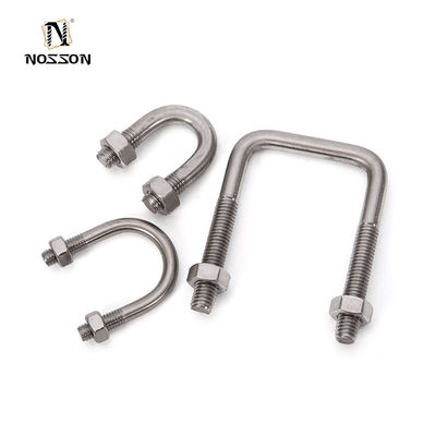 Clampada de tubería de tornillo U de acabado simple con tuercas para M3 M4 M5 M6 M8 M10 M12 M16 M20 Tubos de acero galvanizado por sumersión en caliente