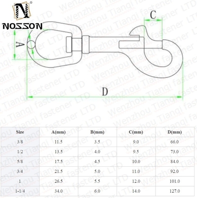 Acero inoxidable de minería SS304 SS316 A2 A4 Anillo oval cuerda de correa para perros ojo redondo gancho giratorio gancho rápido industria pesada accesorio esencial