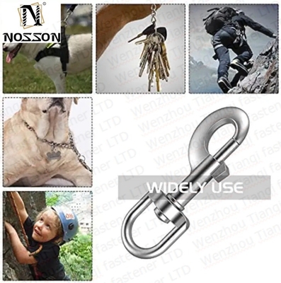Acero inoxidable de minería SS304 SS316 A2 A4 Anillo oval cuerda de correa para perros ojo redondo gancho giratorio gancho rápido industria pesada accesorio esencial
