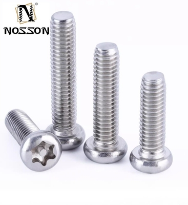Sistema de medición métrico de acero inoxidable zincado seguridad de ciruela ISO14581 cabeza plana torsión cabeza de seguridad tornillo con agujeros