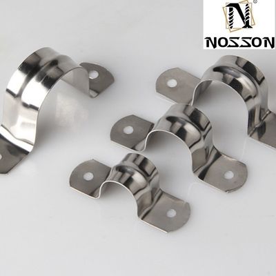 Muestra de cerraduras tipo de abrazadera abrazadera de trabajo pesado para el enrutamiento de dos líneas en acero inoxidable abrazaderas de tubo de montura Sistema métrico de medición