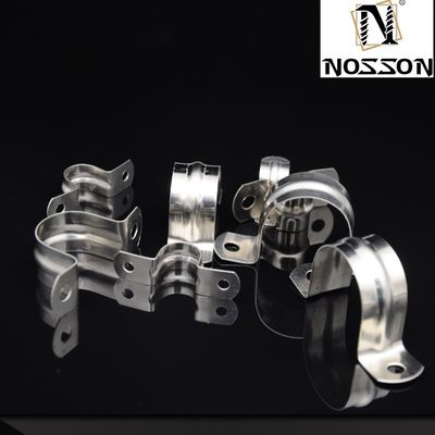 Muestra de cerraduras tipo de abrazadera abrazadera de trabajo pesado para el enrutamiento de dos líneas en acero inoxidable abrazaderas de tubo de montura Sistema métrico de medición