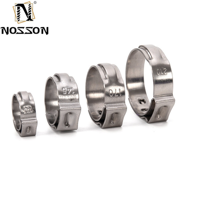 Fittings de tuberías de acero inoxidable SS304 De espesor delgado, una sola oreja, abrazadera ajustable para mangueras para el transporte de alimentos y bebidas