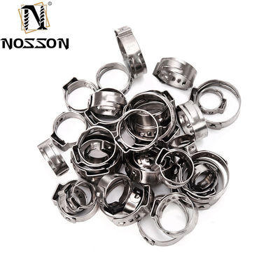 DIN estándar competitivo sin escalones de una sola manguera de oreja de sujeción con sujeción ajustable y soporte personalizado OEM en acabado de zinc