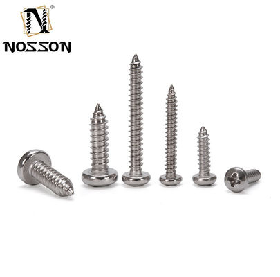 M2.5 DIN7981 H Tornos de conexión de cabeza de panela en recinto cruzado con motor Phillips de punto cónico tipo C en material de acero inoxidable