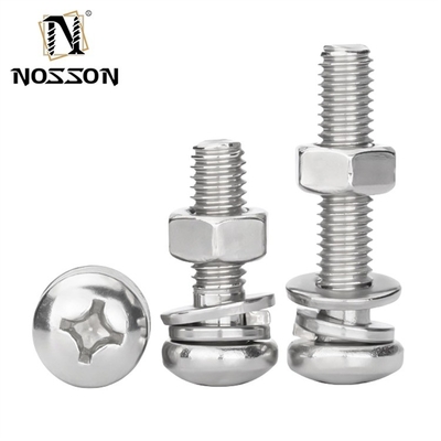 Sistema de medición INCH Pan Head Cross Screw Zinc M3 M4 M5 M6 con tamaños de 1,6-20 mm y acabado cromado