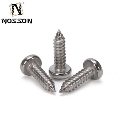 Acero inoxidable métrico 304 Pan cabeza de golpear tornillo hoja de metal tornillo con cabeza de queso y acabado cromado Din 7981