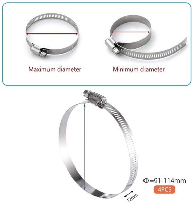 Clampas de propulsión de gusano de uso general para manguera y tubo firmes de rango ajustable 118-140 mm Sistema de medición métrico