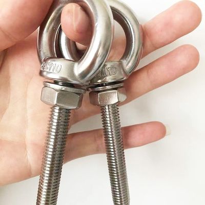 Anillo de elevación de rosca de acero inoxidable resistente a la corrosión de JIS Standard Tornos de ojo de hombro 3/8 "X 2.75" con tuercas y lavadora