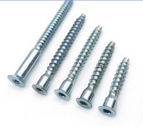 Tornos de confirmación estándar de acero métrico DIN 6.3x50 para conexión de gabinete Dirección de cabeza plana Muebles de madera hexagonales métricos