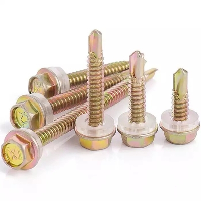 GB Estándar de acero inoxidable Hex Head Patta Self Perforating Sheet Metal Roofing Screw con lavadora de caucho Sistema de medición INCH de acabado plano