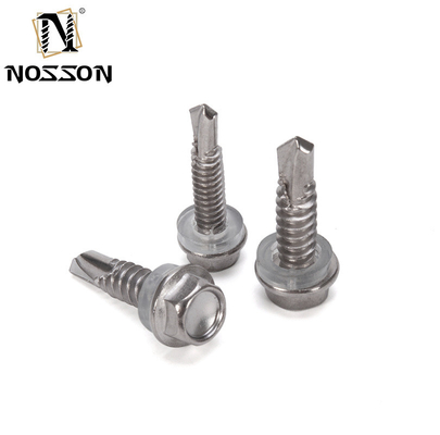5/16 M8 Galvanizado cabeza hexadecimal auto-perforación tornillos de techo métrico de acero inoxidable tornillos Tek con lavadora de caucho para el techo