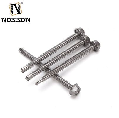 Tornos de techo de hexagonal galvanizado de acero inoxidable para techo de perforación automática con lavadora de caucho ST3.9 ST4.2 ST4.8 ST5.5 ST6.3 para techo