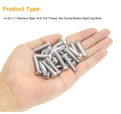 Sistema de medición métrico 1/4-20 x 1 pulgadas de acero inoxidable cabeza de la bandeja de conexión de la tapa de los tornillos tornillos 18-8 304 grado Allen Hex Drive