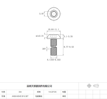 1/4-20 x 3/8 pulgadas de cabeza de botón de conexión de tapa pernos tornillos Allen tornillo métrico