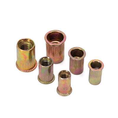 Alimentos y bebidas DIN Estándar de acero revestido con zinc Rivnut de cabeza plana con rosca Rivet Insert Nutsert Nuts de tapa gruñida para la industria