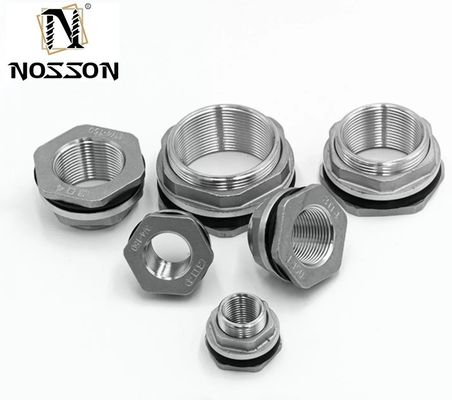 Accesorios para el tanque de agua de baño de acero inoxidable de cabeza hexagonal con conector de pezón de hilo masculino y diseño de cabeza igual