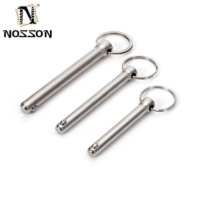 Envío aéreo Pinos de liberación rápida con resorte de acero inoxidable Push Pull Ring Detent Clevis Pin y manija de botón de pelota de bloqueo