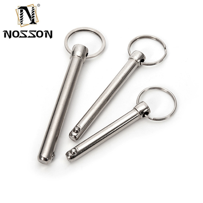 Envío aéreo Pinos de liberación rápida con resorte de acero inoxidable Push Pull Ring Detent Clevis Pin y manija de botón de pelota de bloqueo
