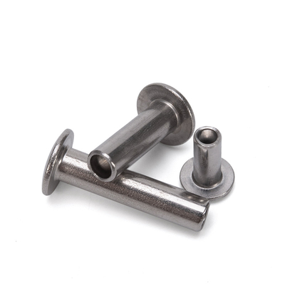 ANSI/ASME Estándar de acero inoxidable brillante de aluminio decorado cabeza plana medio hueca remachado semitubular M2.5 para bolsa de cuero