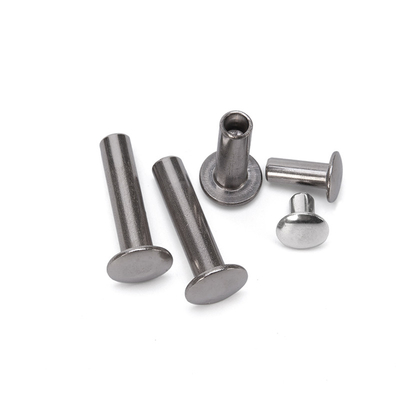 ANSI/ASME Estándar de acero inoxidable brillante de aluminio decorado cabeza plana medio hueca remachado semitubular M2.5 para bolsa de cuero