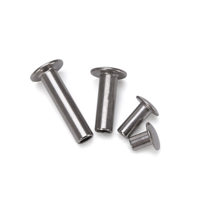ANSI/ASME Estándar de acero inoxidable brillante de aluminio decorado cabeza plana medio hueca remachado semitubular M2.5 para bolsa de cuero