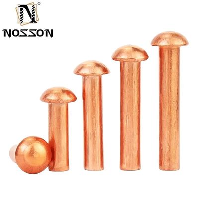 Corazón de cobre M8 M10 M12 contrafundido Rivet sólido acabado brillante sin recubrimiento Norma ISO para entornos de temperatura