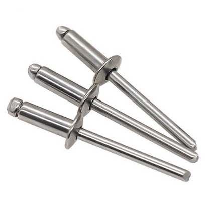 Rivet ciego de cabeza redonda plana en acabado de acero inoxidable brillante para requisitos de sujeción duraderos utilizando rivet de tira