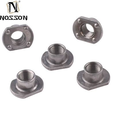 M6 M8 M10 Conector de muebles de acero inoxidable Base redonda plana Barril roscado T Noca de soldadura para aplicaciones de sistemas de petróleo y gas