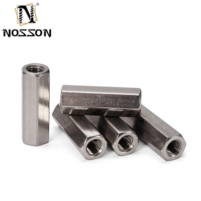 Acero inoxidable para minería 201/304/316 Conector hexagonal con rosca M4 M5 M6 M16 Nueces de acoplamiento hexagonales largas DIN6334 3/8&quot;-16 x 1-1/8