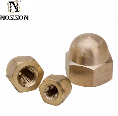 Tratamiento de agua DIN Estándar de revestimiento amarillo de latón acabado de zinc escamas recubiertas con tapa hexagonal nuez de aguja nuez con tapa de cúpula hexagonal