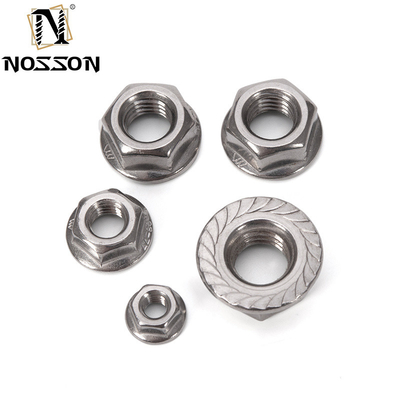 Sistema de medición métrico DIN6923 SS304 SS316 M6 M7 M8 M10 Nueces de brida hexadecimal dentada grande para la industria general