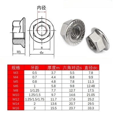 12 puntas de flanges de nuez DIN6923 Autobloqueo de acero inoxidable con acabado de óxido negro y sistema de medición de pulgadas imperiales
