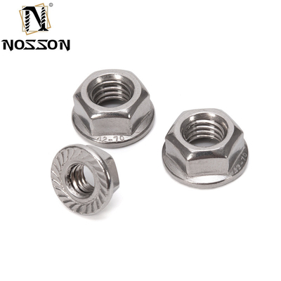 12 puntas de flanges de nuez DIN6923 Autobloqueo de acero inoxidable con acabado de óxido negro y sistema de medición de pulgadas imperiales