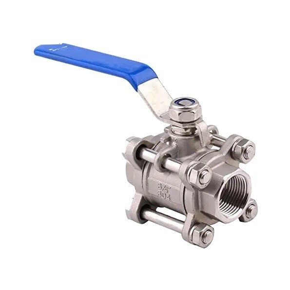 Válvula de bola de acero inoxidable 2 3 4 pulgadas NPT Thread Female 3 piezas de puerto completo Manual de operación ISO9001 Certificado no estándar