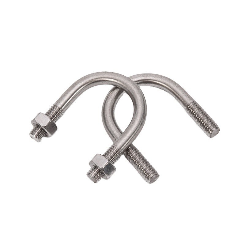 Clampada de tubería de tornillo U de acabado simple con tuercas para M3 M4 M5 M6 M8 M10 M12 M16 M20 Tubos de acero galvanizado por sumersión en caliente