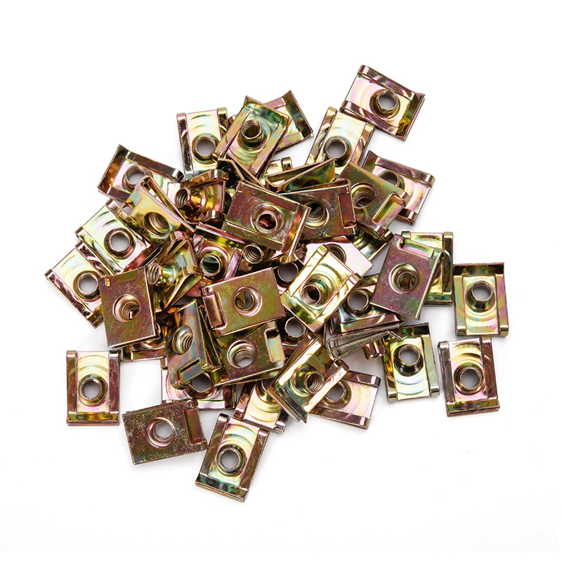 Panel de resorte métrico de acero plano Clip Nut Custom U Tipo Clip Metal Fasteners Nut para plata