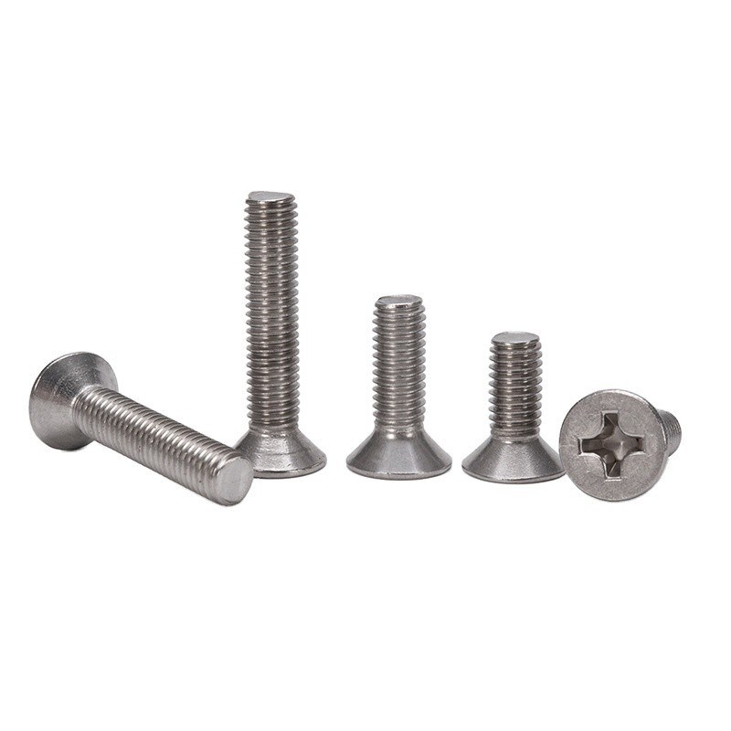 304 acero inoxidable cruzado reprimido contrafundido tornillo de cabeza plana con sistema de medición métrico y estándar JIS