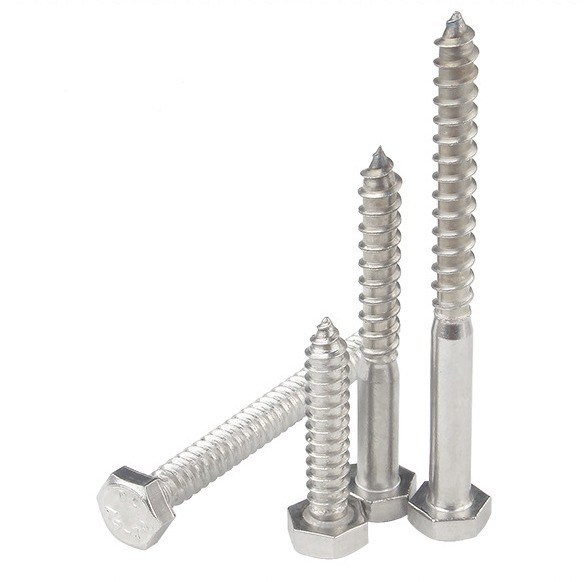 Sistema métrico de medición A2 A4 Hex Lag tornillo de acero inoxidable 304 316 Din 571 tornillo de madera