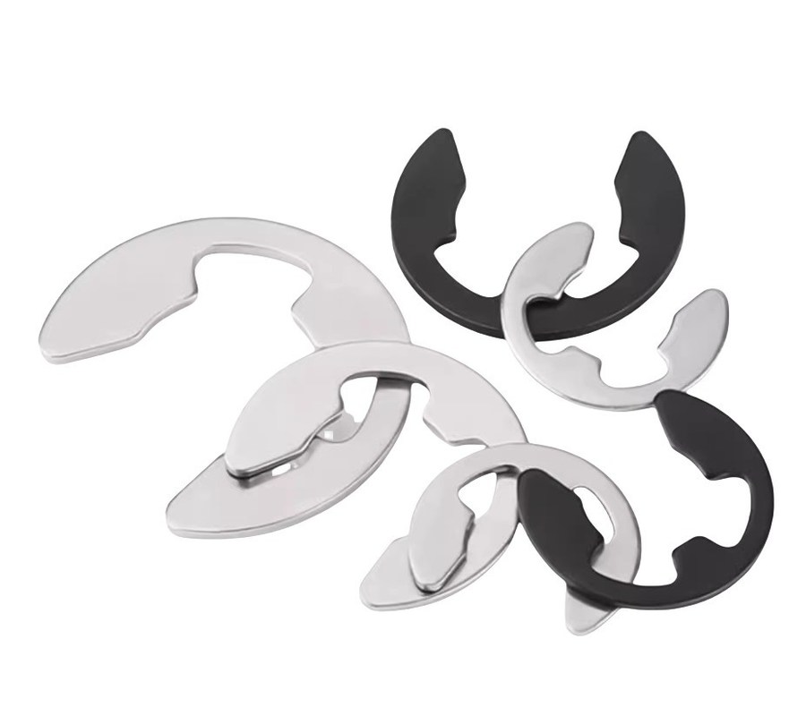 Anillo de retención abierto en forma de E en acero inoxidable de acabado plano Anillo de retención abierto en forma de E Tipo de diente interno circular Estilo GB896 DIN6799